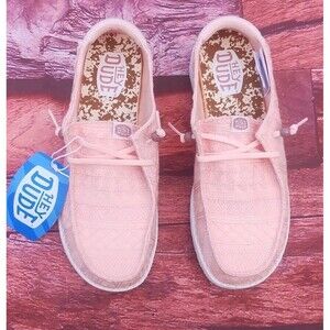 Hey Dude Wendy Womens Sz 9  Crochet Lace Pale Pink NWT 43112-6ZZ Embroidered